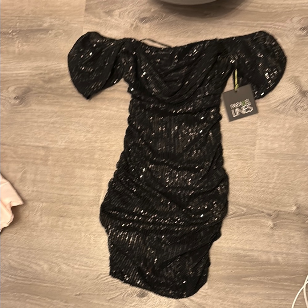 Black Sequin Off-Shoulder Dress